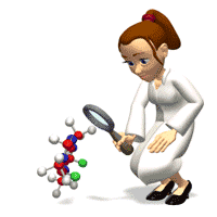 química analisando molécula com uma lupa
